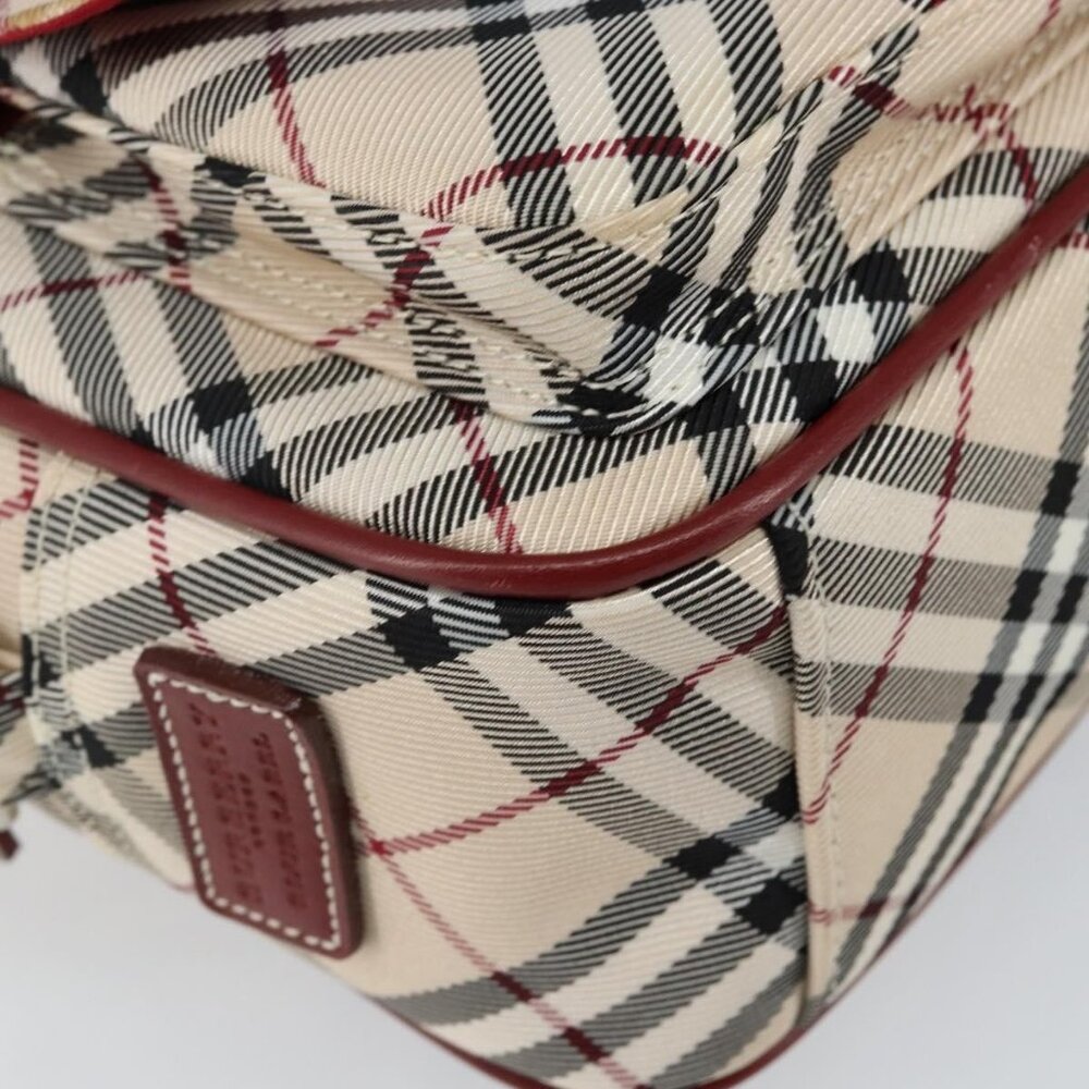 Authentic BURBERRY Nova Check Blue Label Shoulder Bag Canvas Beige Silver - Picture 3 of 16